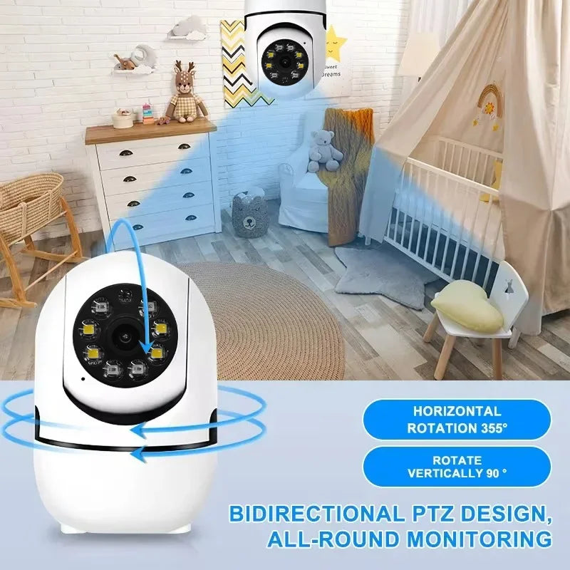 PEGATAH 2K 360° PTZ Home Security Camera Automatic Tracking AI Human Detection Night Vision Video Surveillance Monitor O-Kam Pro