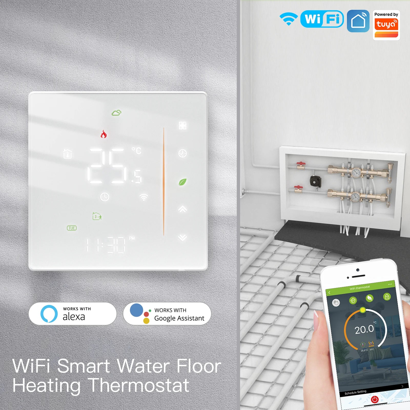 MOES Smart Thermostat WiFi/ZigBee for Water/Electric/Gas Boiler, Weekly Programmable, Works with Alexa Google Tuya, 86mm