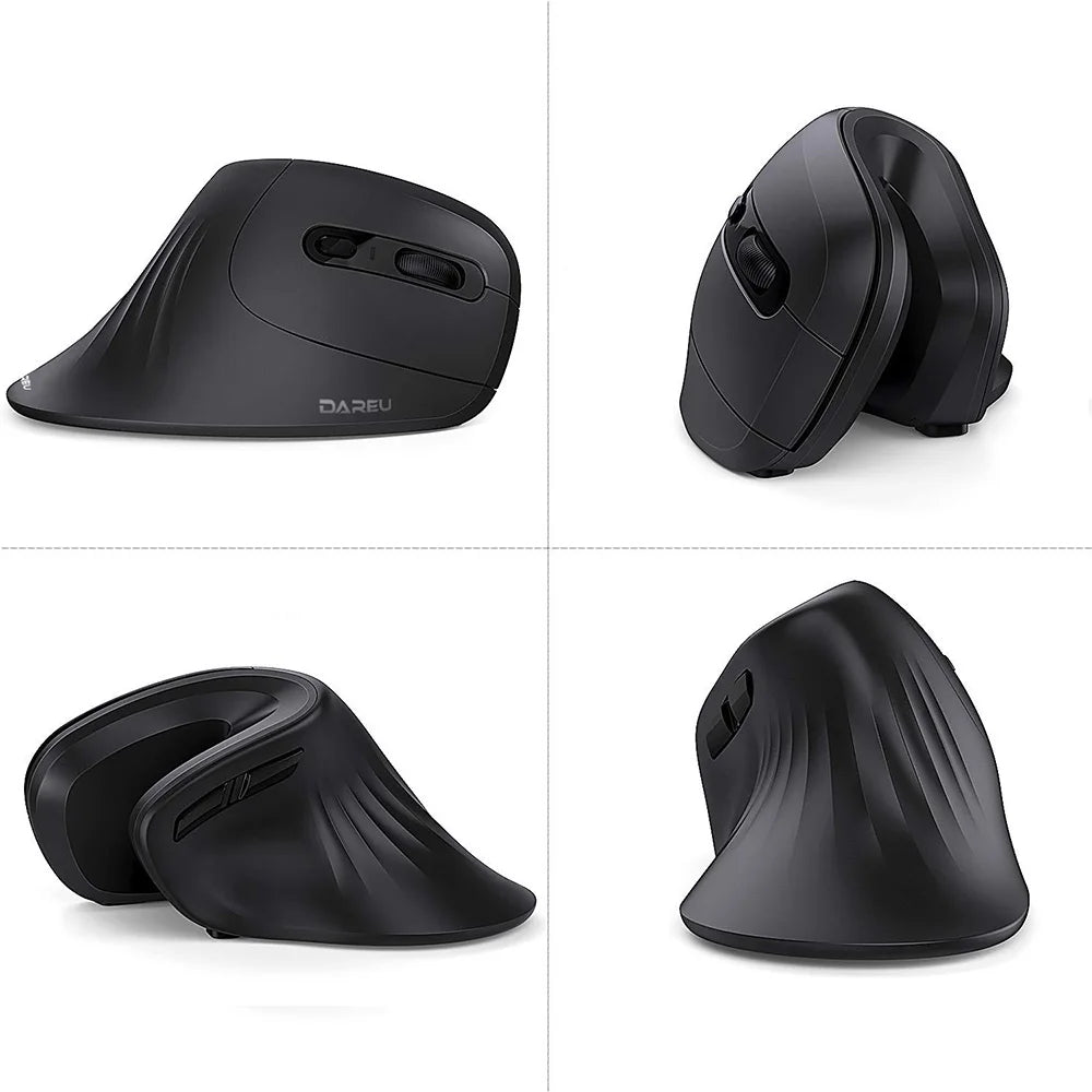 DAREU Ergonomic Vertical Wireless Mouse 2.4Ghz Optical Skin 6 Buttons Comfortable Gaming Mice with Adjustable DPI For Computer