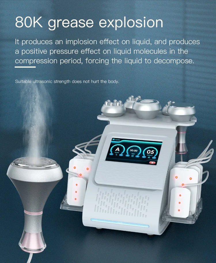 80K Ultrasonic Cavitation Machine: 6-in-1 Body Slimming Device Body Shaping Massage Equipment Tidesmit