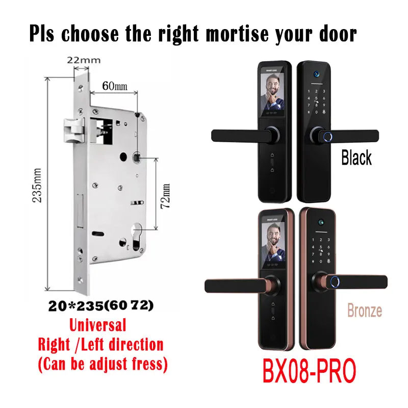 Tuya visual Wifi Digital Electronic Smart Fingerprint Door Lock With Biometric Camera intelligence Card Password Key Unlock