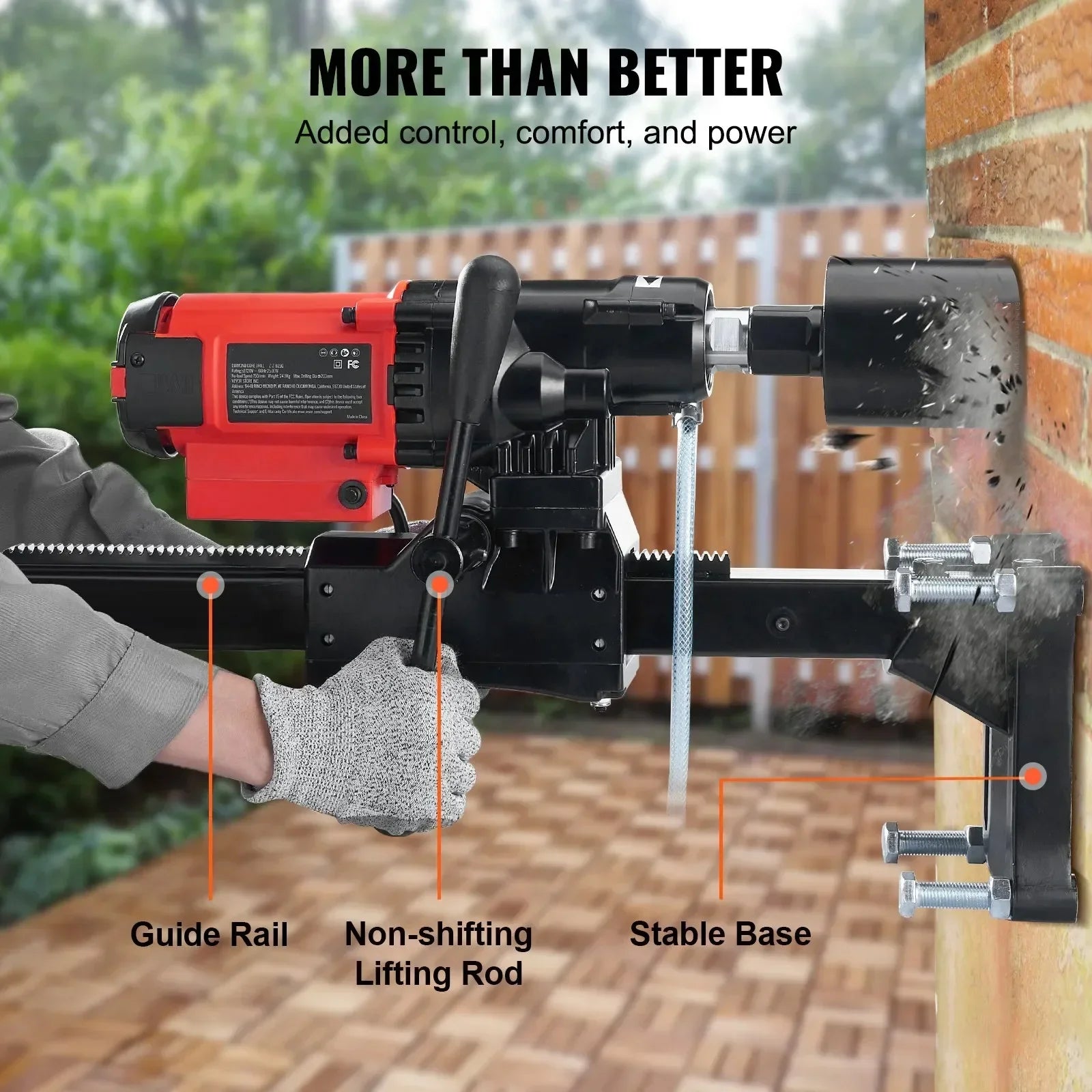 VEVOR 3200W wet dry dual-purpose diamond drilling machine 750 rpm concrete with bracket water drilling rig