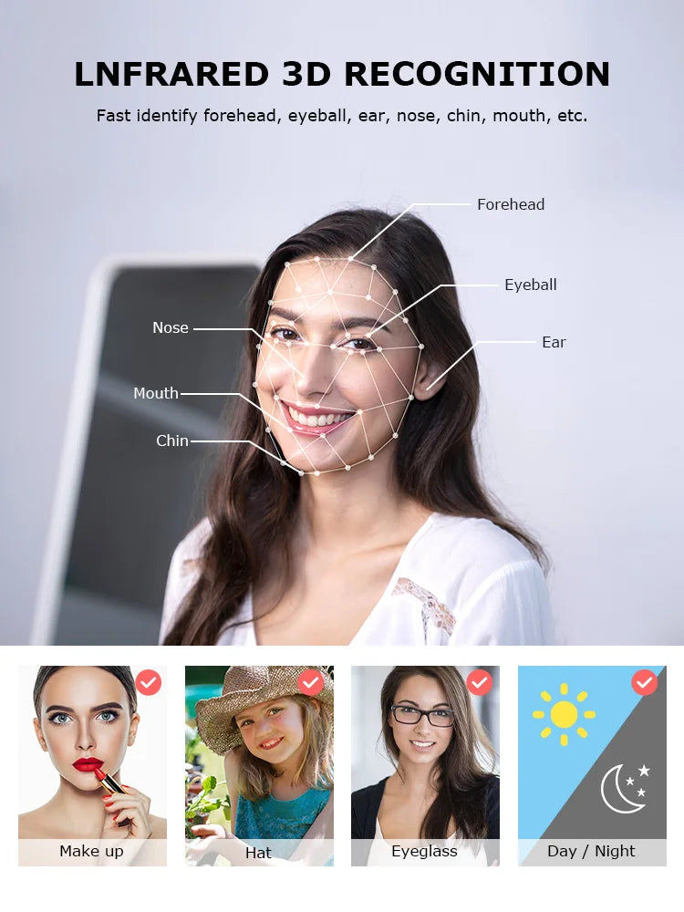 WiFi Tuya APP English/Russian/Spanish/Portuguese Voice Digital 3D Face Recognition Fingerprint Smart Door Lock