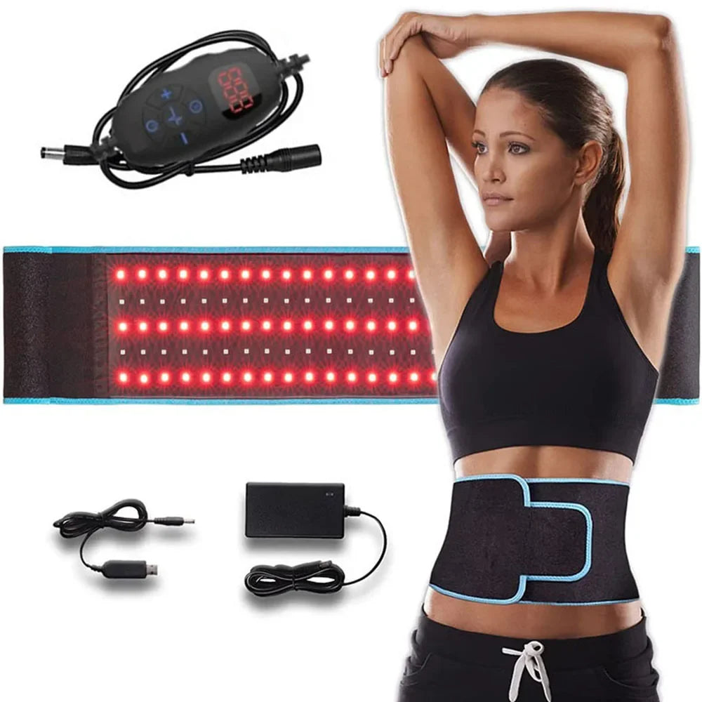 Red ＆Infrared LED Light Therapy Belt 850nm 660nm Back Pain Relief Wrap Burn Fat Wrap Slimming Machine Waist Heat Pad Full Body