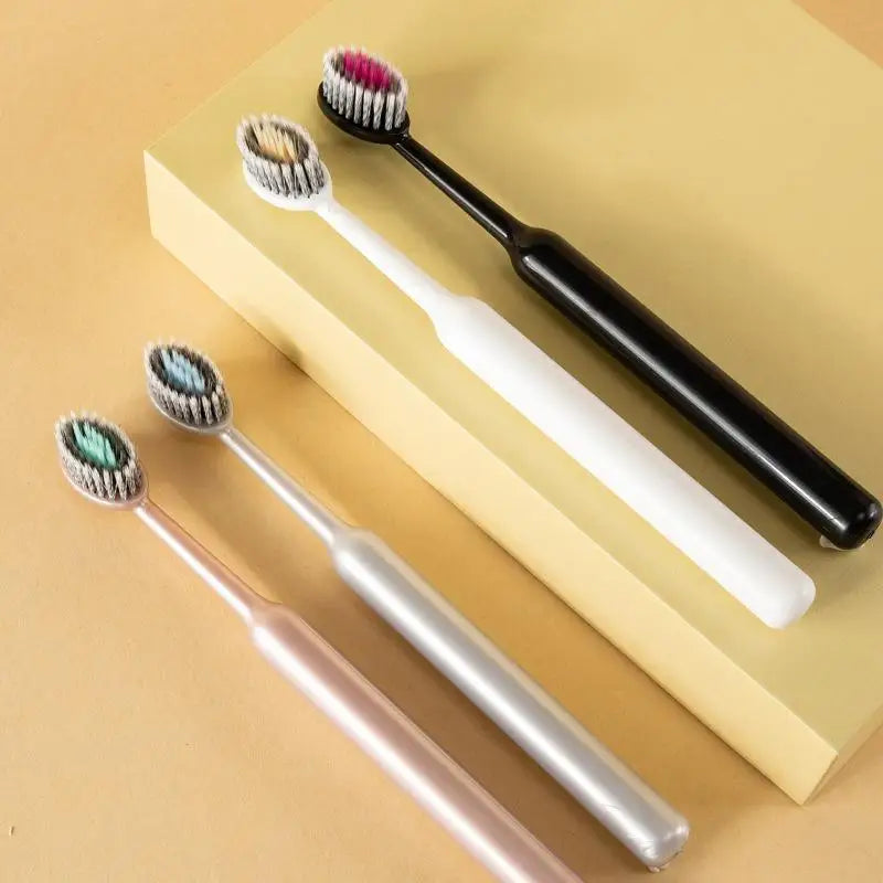 Soft Bristle Toothbrush 4 Pcs Convex Mountain Head, Deep Cleaning Adult Daily Oral Care, Home Toothbrush Set for Sensitive Gums