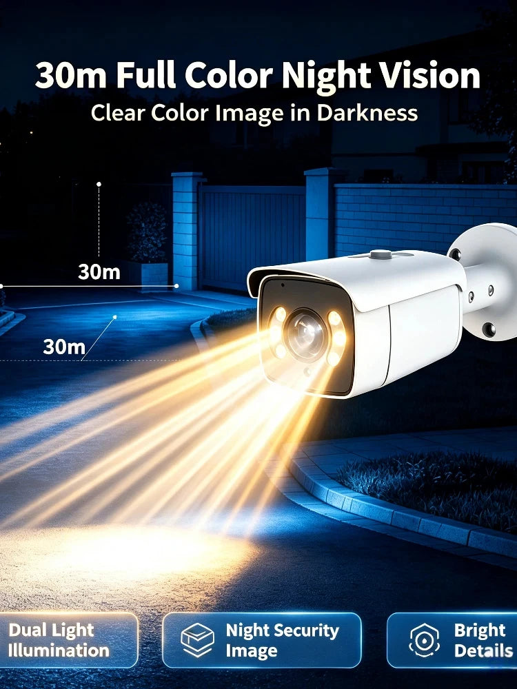 Psennikow Dual Light POE Metal Bullet IP Smart Camera Waterproof Outdoor Full Color Night Vision AI Human Audio Security Camera