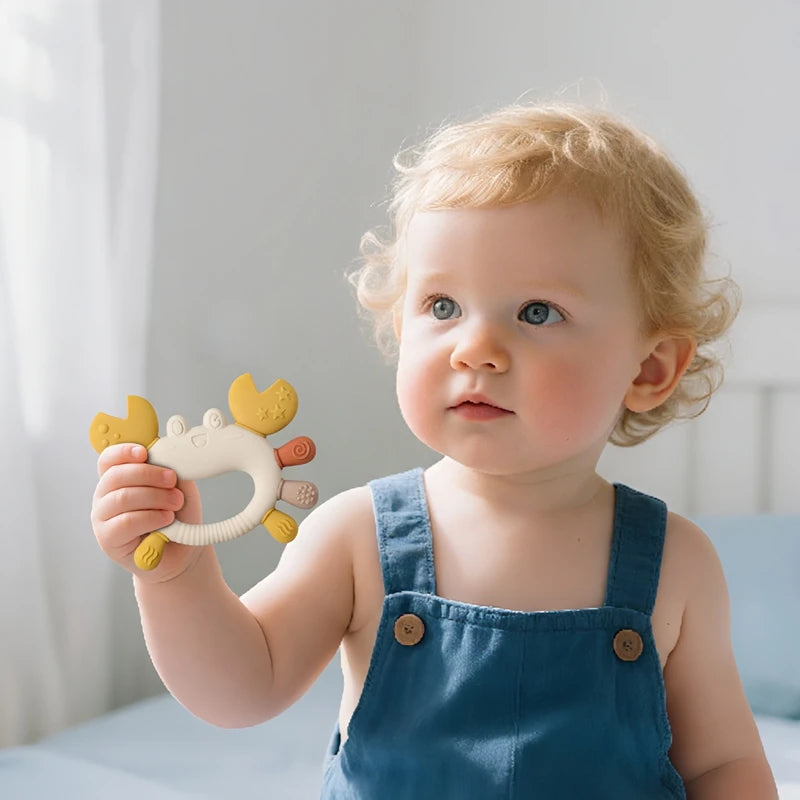 Silicone Baby Teether Baby Toys 0 to 12 Months BPA Free Chewing Teething Toys Crab Multicolor Teether Reborn Silicone Toys Gift