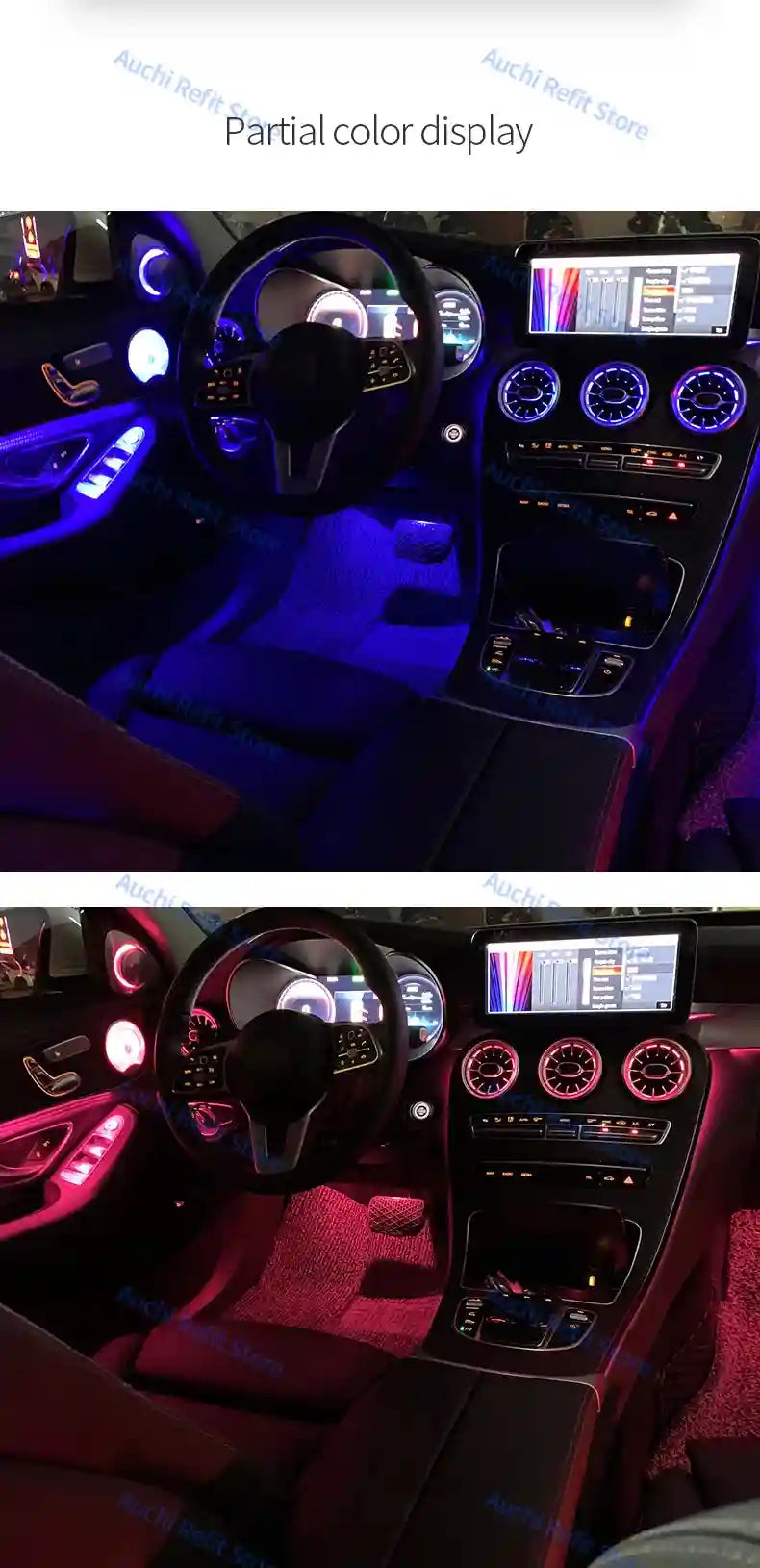 Mercedes-Benz W205 Ambient LED Vents - 64-Color Lighting Kit Tidesmit