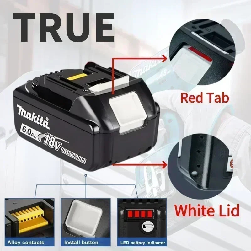 Genuine 6AH Makita BL1860 6ah Battery Power Tools Li-ion Replacement LXT BL1850 BL1840 for 18V Screwdriver with BMS 18v Battery