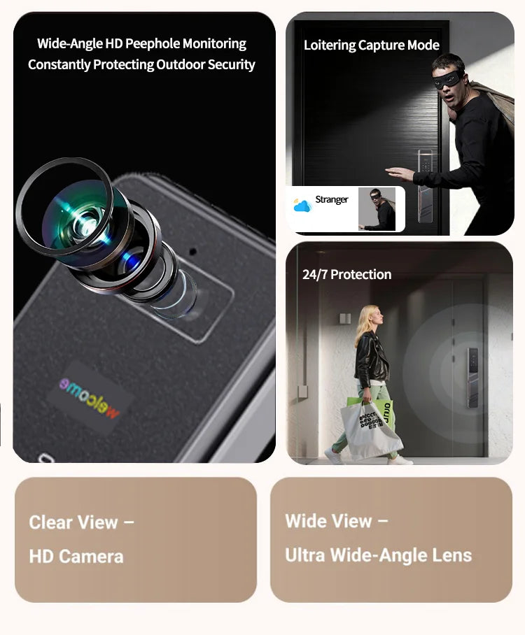 Wishome APP 3D Face Recognition Smart Lock with Camera, Video Call, and Voice Intercom Functions
