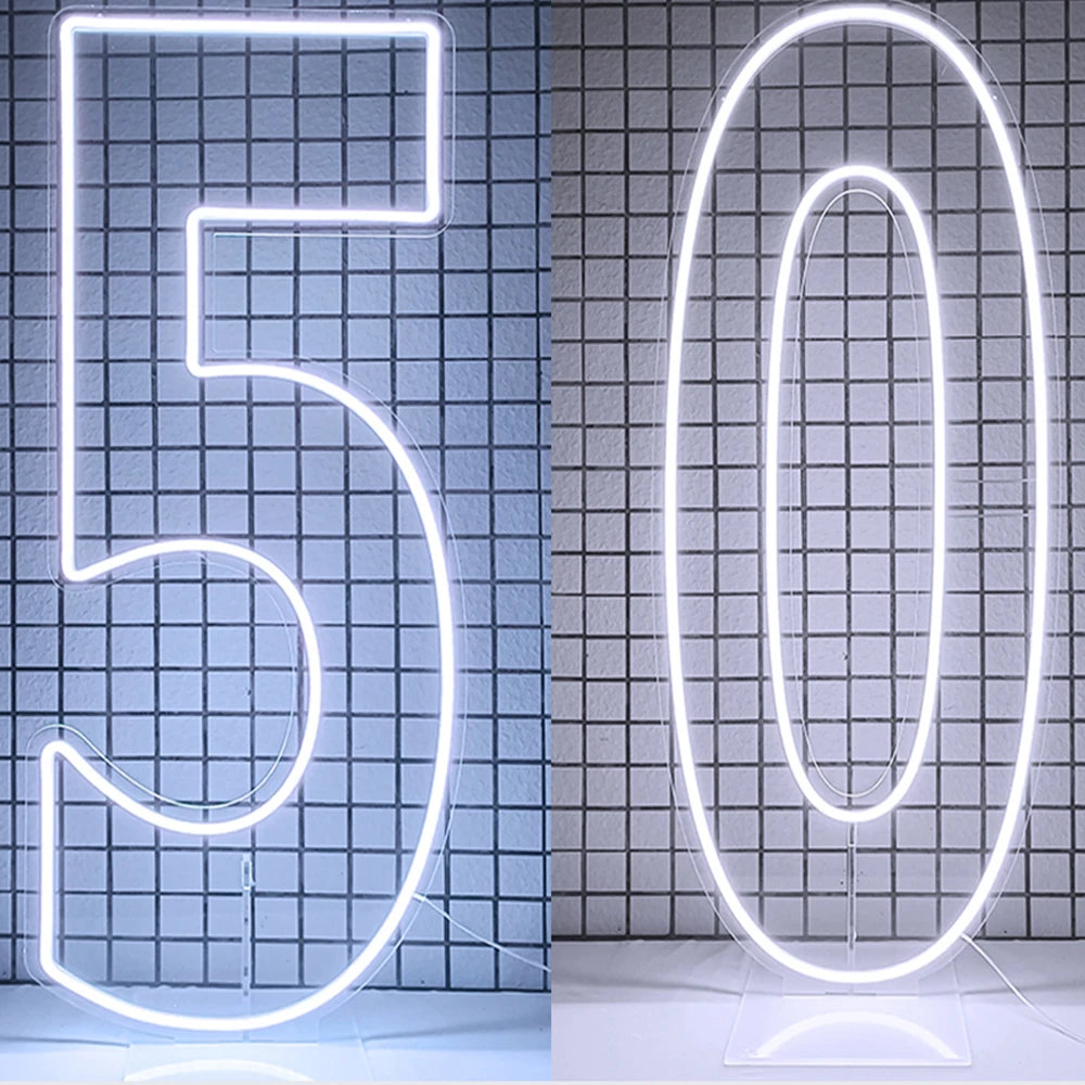 LED Neon Number Sign for Weddings | Customizable Event Lighting 76-100cm number 50 China Mainland Tidesmit