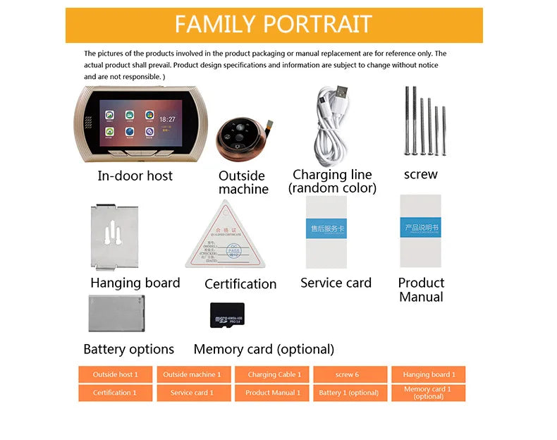 4.5 Inch Smart Digital Door Viewer Camera Door Eye Video Record Peephole Viewers IR Night Vision PIR Motion No Disturb Doorbell
