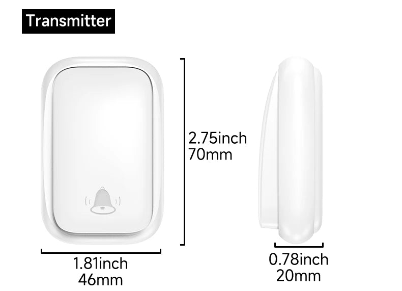 Wireless Doorbell 38-Chime 90db  Self-Generating Power Waterproof Remote Modern Design Kinetic Energy Door Bell EU US UK Plug