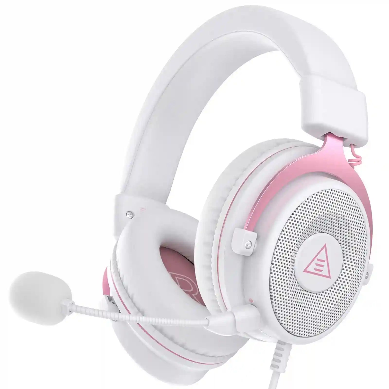 Wired Gaming Headphones with Detachable Mic for PC PS5 and Xbox White Pink Tidesmit
