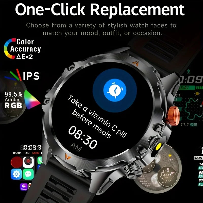 SENBONO Men's Smart Watch Amoled Display Bluetooth Call 1000mAh Compass Led Light IP68 Waterproof Sport Smartwatch For Men