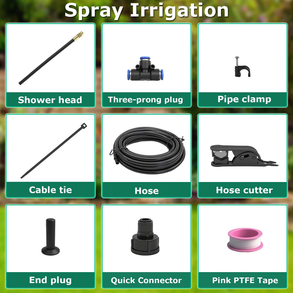 🌿 5M DIY Drip Irrigation System Kit | 360° Adjustable Brass Misting Spray Nozzle | Automatic Garden Watering Set for Vegetable Plot, Pot Plant, Greenhouse
