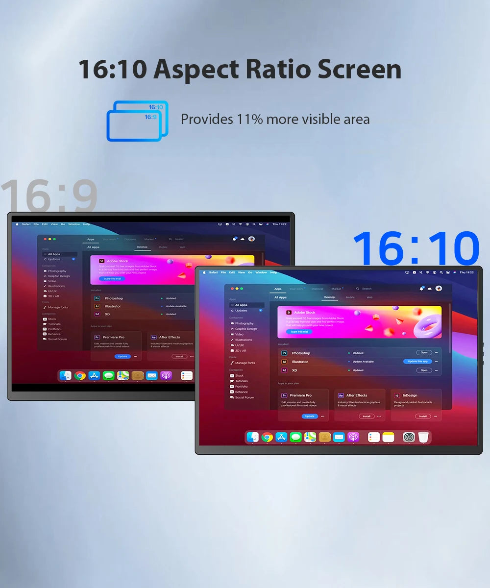 UPERFECT 14" 2K Triple Portable Monitor with 360° Rotation Stand 2240x1400 QHD IPS Laptop Screen Extender for Windows Chrome Mac