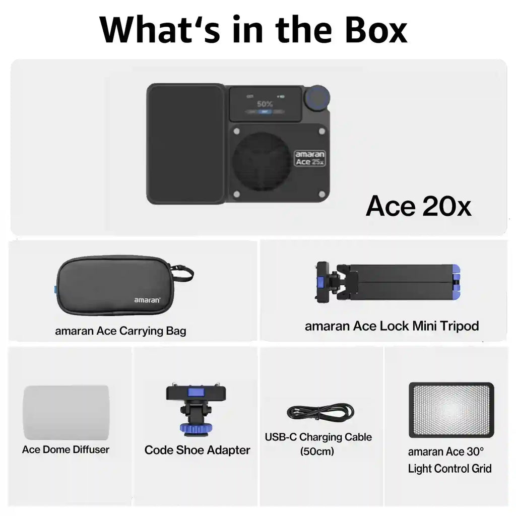 Amaran Ace 25x Pocket Bi-Color LED Video Light for Content Creators Ace 25x Kit Charcoal Tidesmit