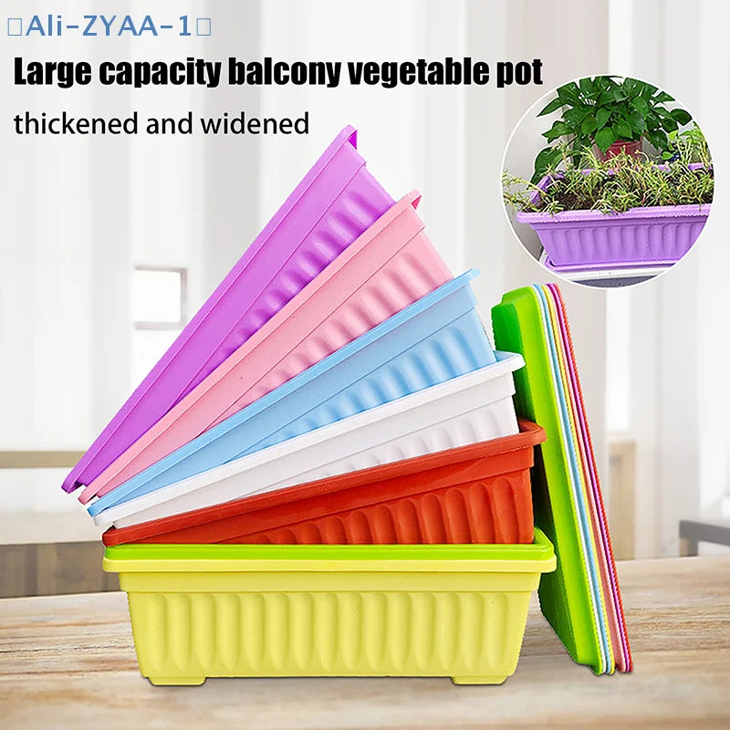 【ZYAA-1】1Set Plastic Vegetable Planters Rectangular Flowerpots For Balcony Indoor Gardening Breathable Plants Pots Garden Tools