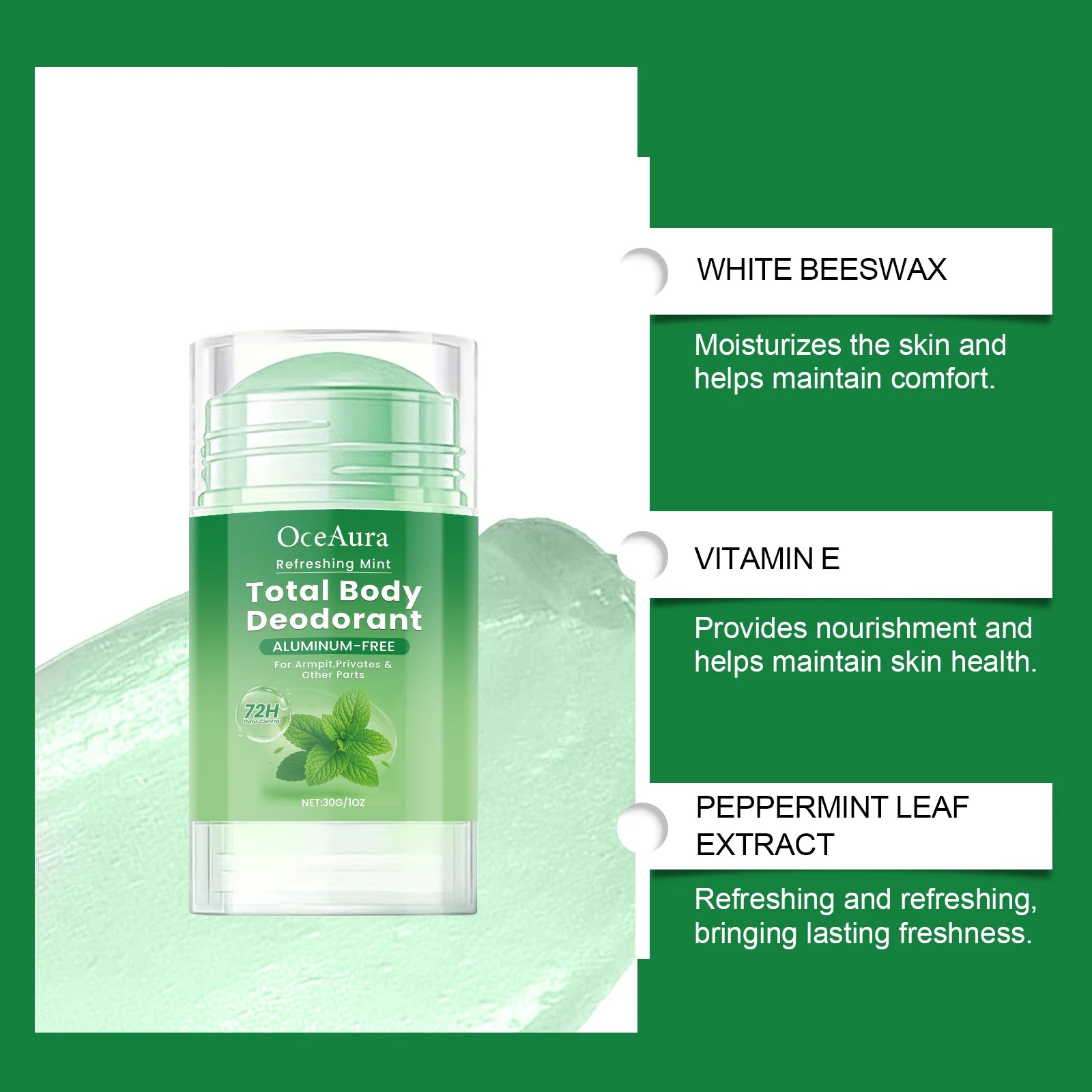 Tidesmit Mint Fragrance antiperspirant deodorant stick for long-lasting odor and sweat protection for men and women.