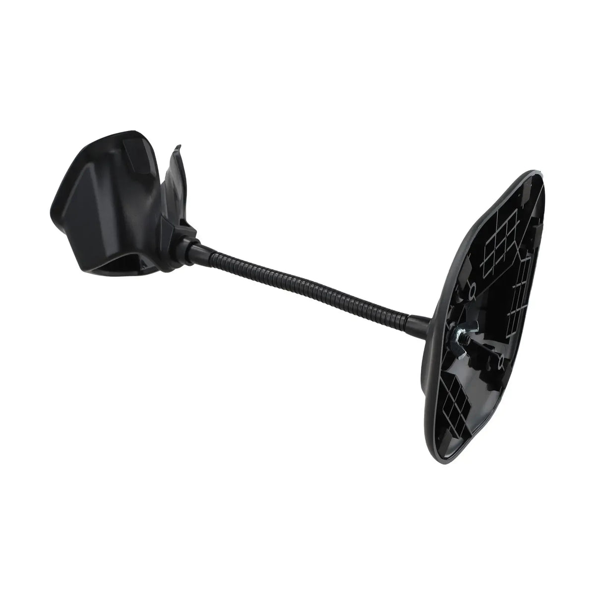 Adjustable barcode scanner bracket with dual side mounts and flexible neck, black