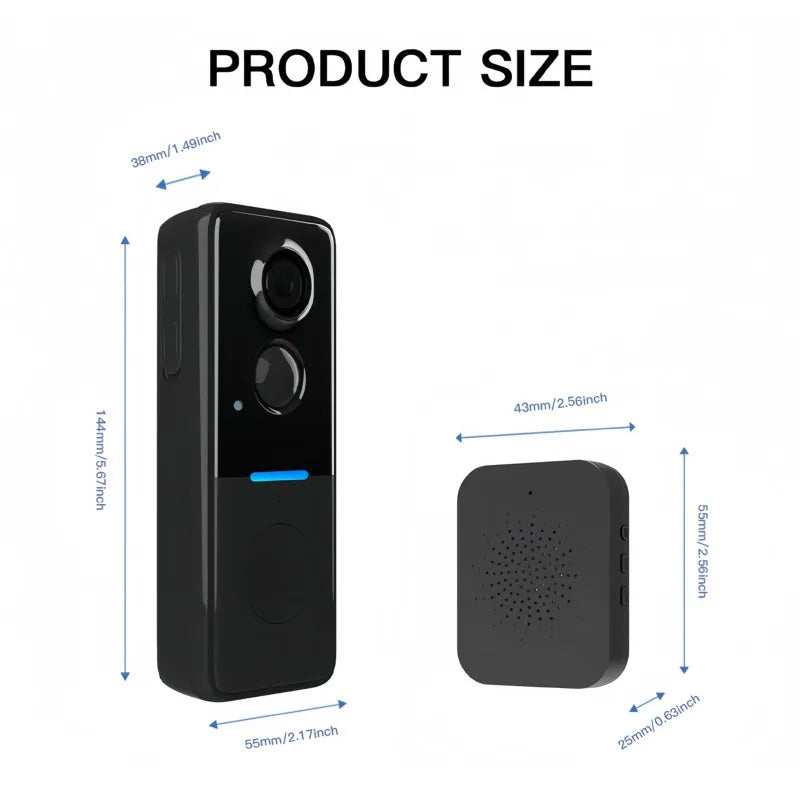 Tuya Doorbell with Solar Rain Cover Camera Wireless Video Doorbell Wifi PIR Human Body Sensing Outdoor Door Bell Video Intercom