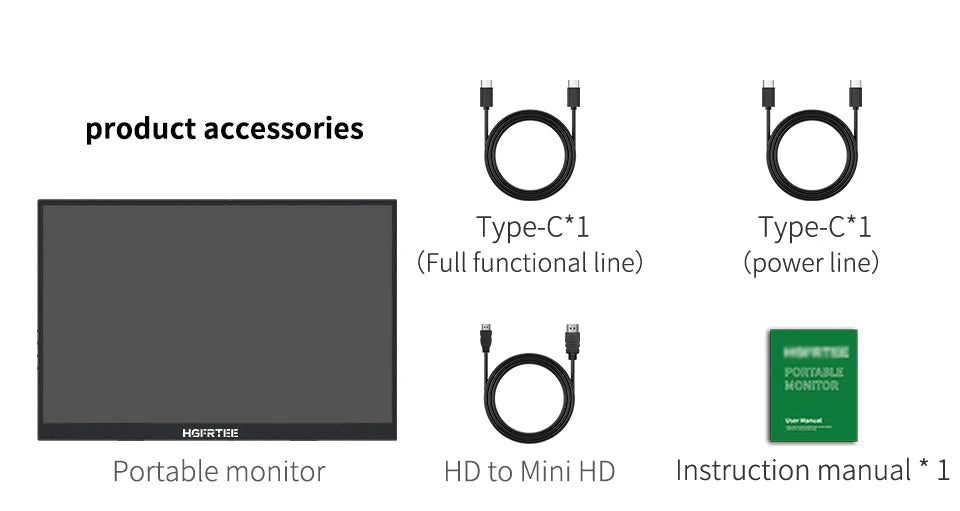 HGFRTEE16" FHD Portable Touch/No Touch monitor External Display IPS  USB C mini-HDMI for Laptop Mac PC Xbox PS Switch With VESA