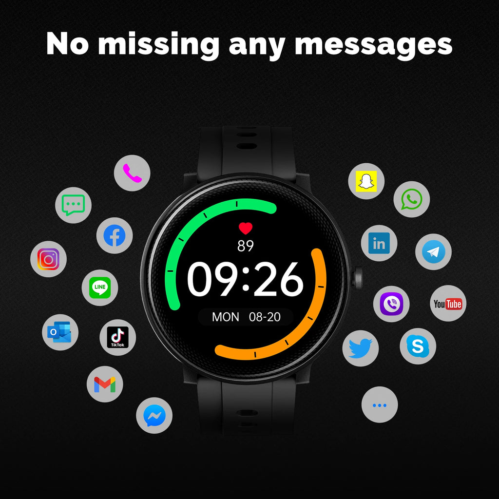 MOES Smart Watch Alexa Built-in Fitness Tracker Heart Rate and Two Dial Styles Blood Oxygen Monitor, IP68 Waterproof Touchscreen