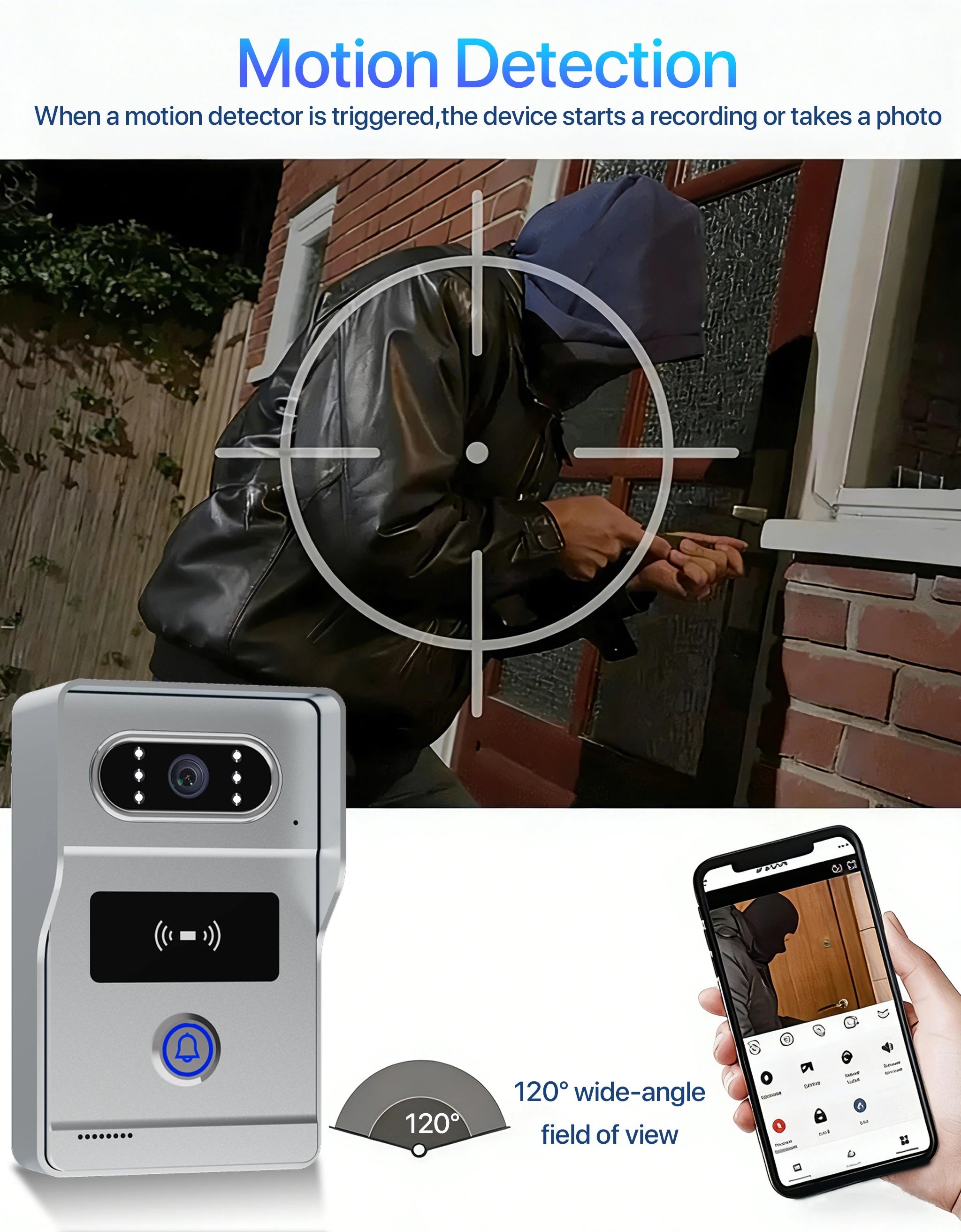 Tuya 7' Touch Screen Smart Video Doorbell System 2-Wire Remote RFID Unlock Night Vision Home Intercom Kit for Villa