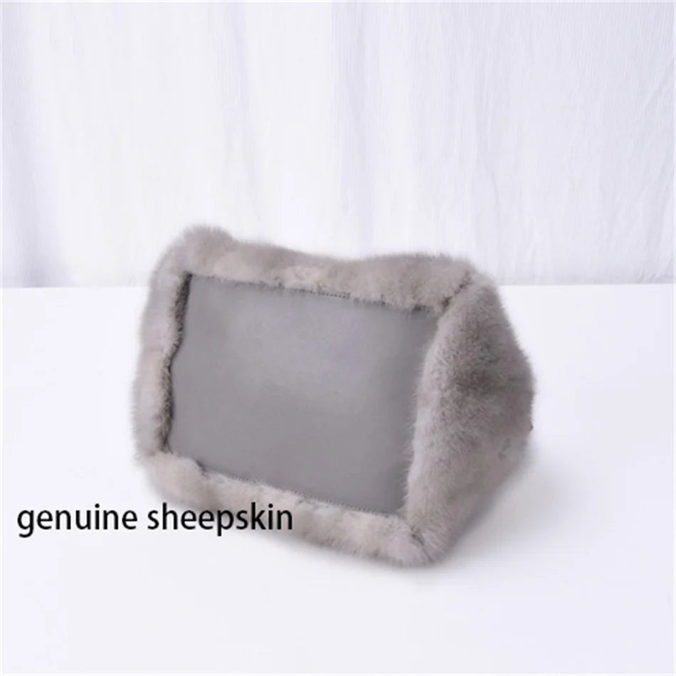 Women's Mink Fur Handbag 2026 New Fashion Designer Fluffy Fur Wrist Bag Large Capacity Soft Shopping Bag Girl Cute Handbag