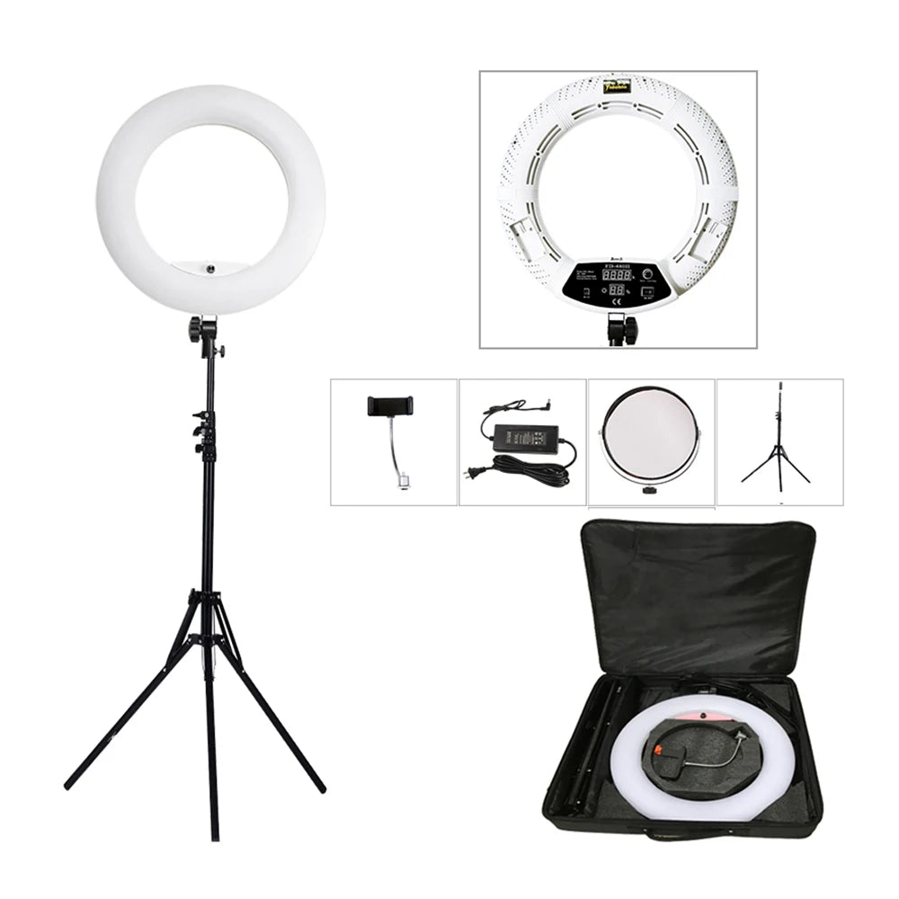 18-Inch LED Ring Light Kit - Adjustable Studio Content Creation Lighting White Kit Tidesmit