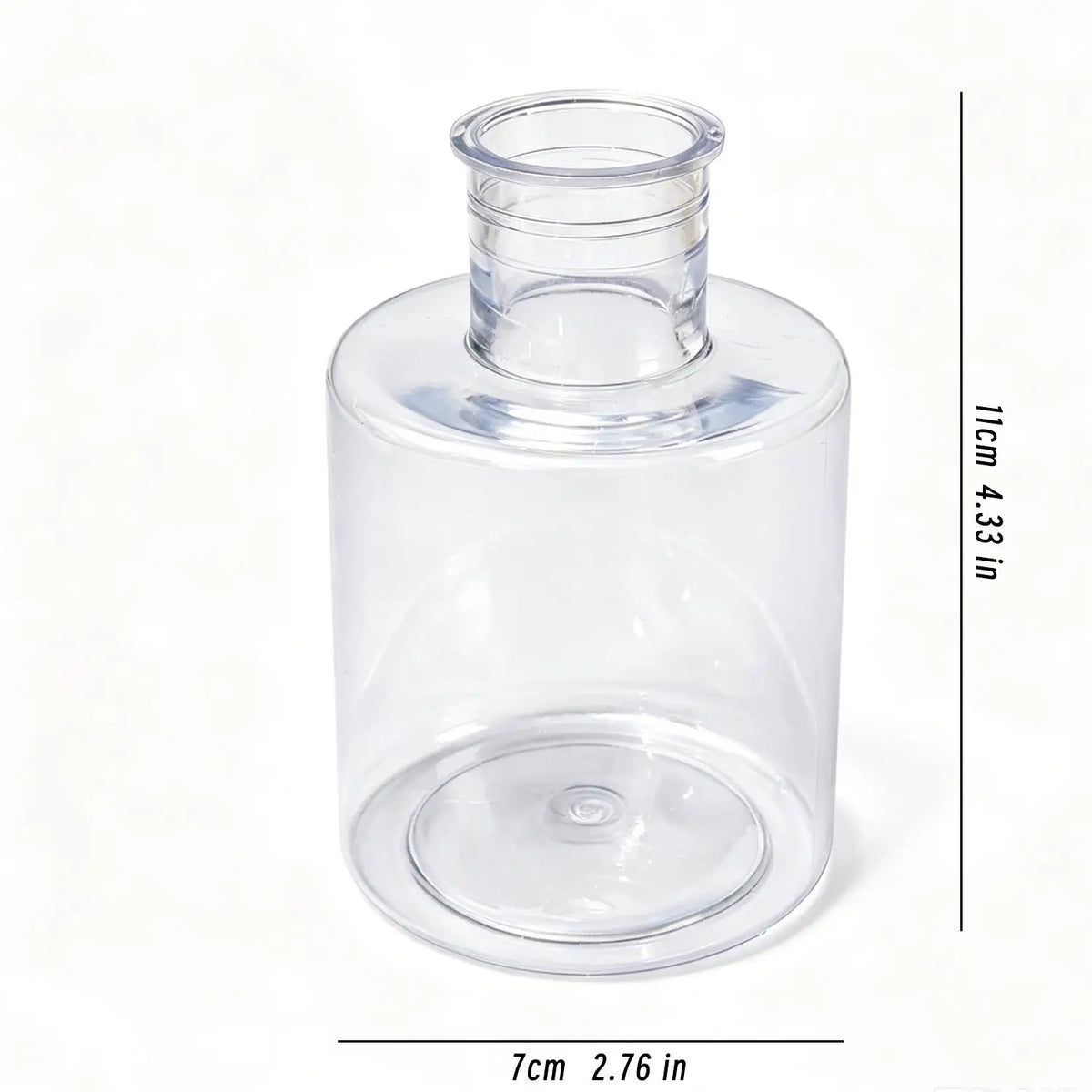 Clear glass hydroponic squat pot, size 11cm x 7cm (4.33in x 2.76in)