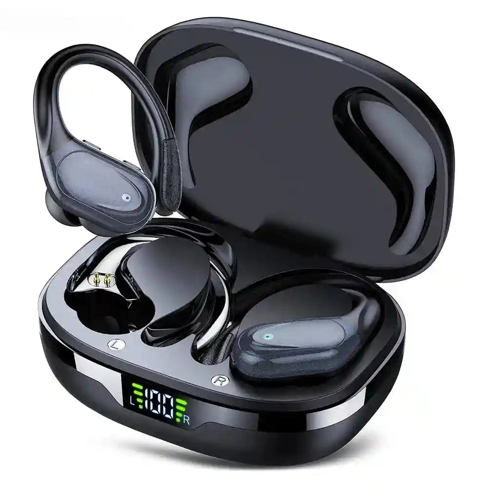 Wireless Sport Earbuds with Active Noise Cancellation - 75H Battery Black BLACK Tidesmit