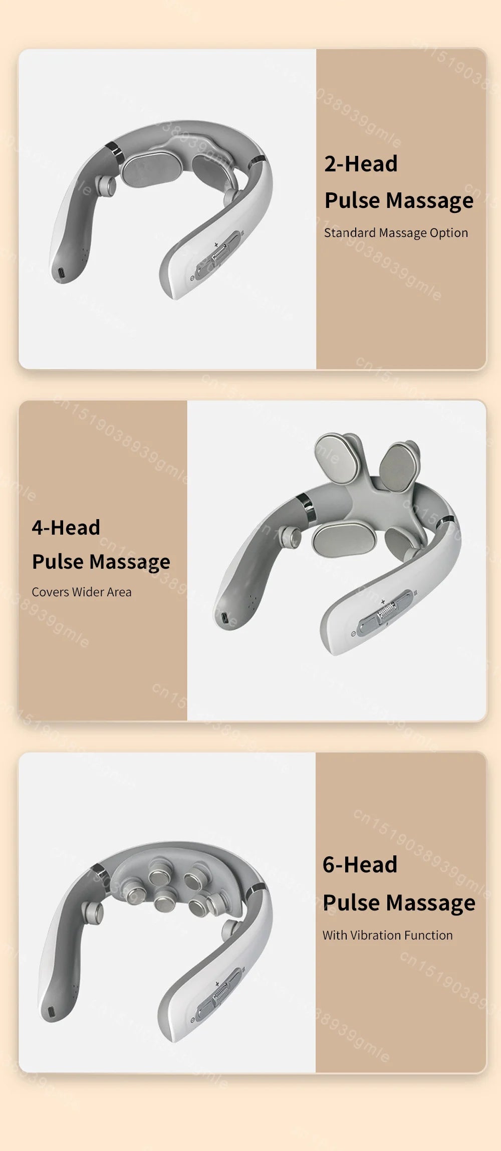 Electric Neck Massager with Heat Therapy & Deep Tissue Pulse - White Massage Cushion Tidesmit
