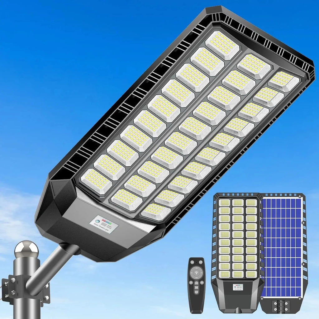 Solar Security Light Outdoor, Solar Street Light with Motion Sensor, Dusk to Dawn Auto Lighting, IP66 Waterproof LED Solar Powered Light for Yard Garden Driveway Porch Area Lighting, 3-Year Warranty