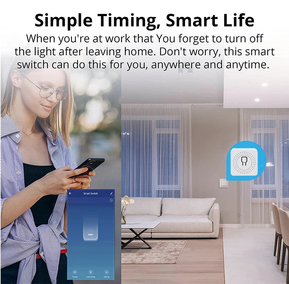 Tidesmit WiFi Smart Switch Mini - 2-Way Breaker for Home Automation Tidesmit