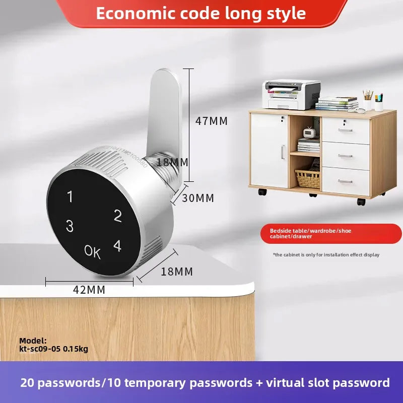 KOB Smart Cabinet Cam Lock - Remote Unlock Fingerprint Password Lock for Office Desk File Metal Cabinet Drawer
