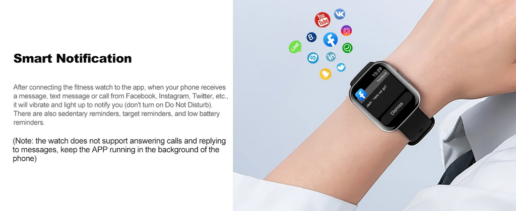 Q23 Smart Watch, Fitness Tracker Watch, 1.69'' Touch Smartwatch Fitness Watch with Pedometer/Sleep Monitor.