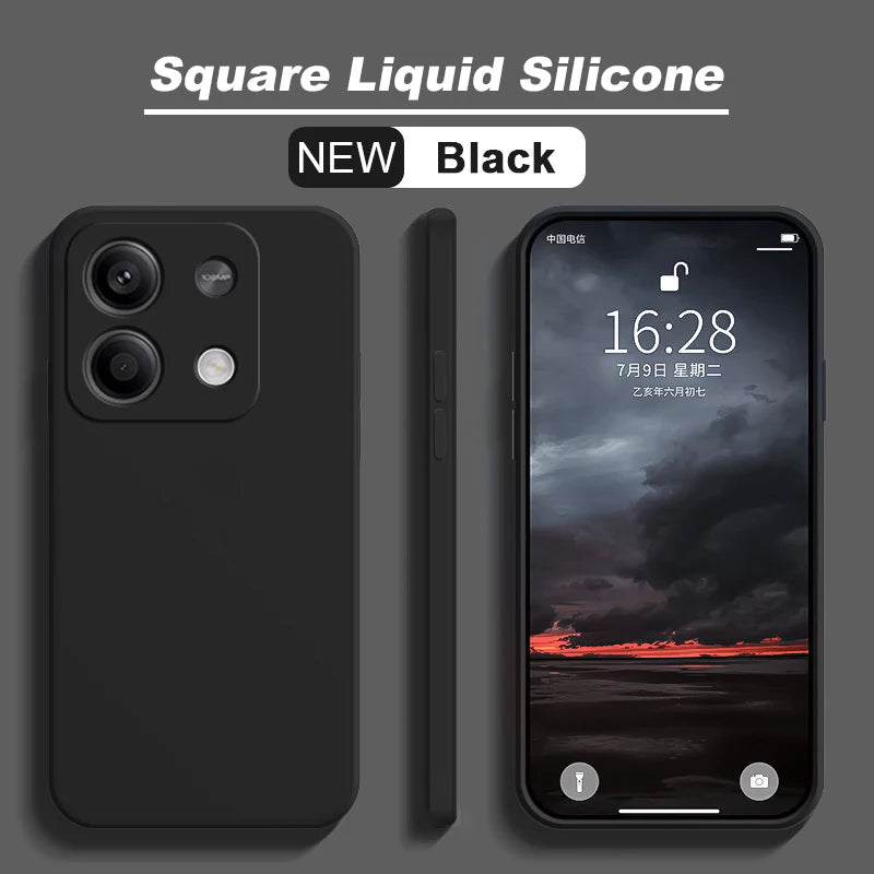 Redmi Note 13 Liquid Silicone Case - Slim Shock-Absorbing Cover Black Tidesmit