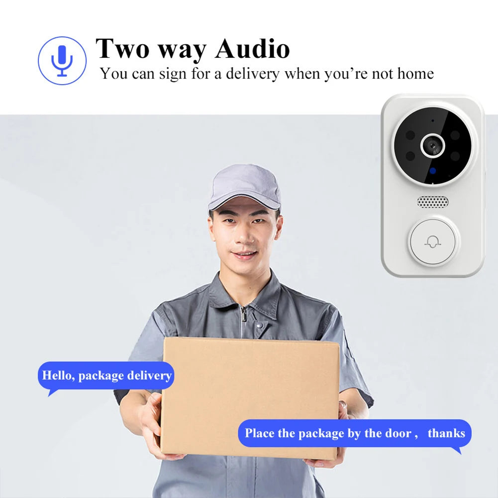 WiFi Smart Audio Doorbell Camera 2-Way Audio Wireless Visual Intercom Doorbell with Remote Monitor Indoor Outdoor Surveillance