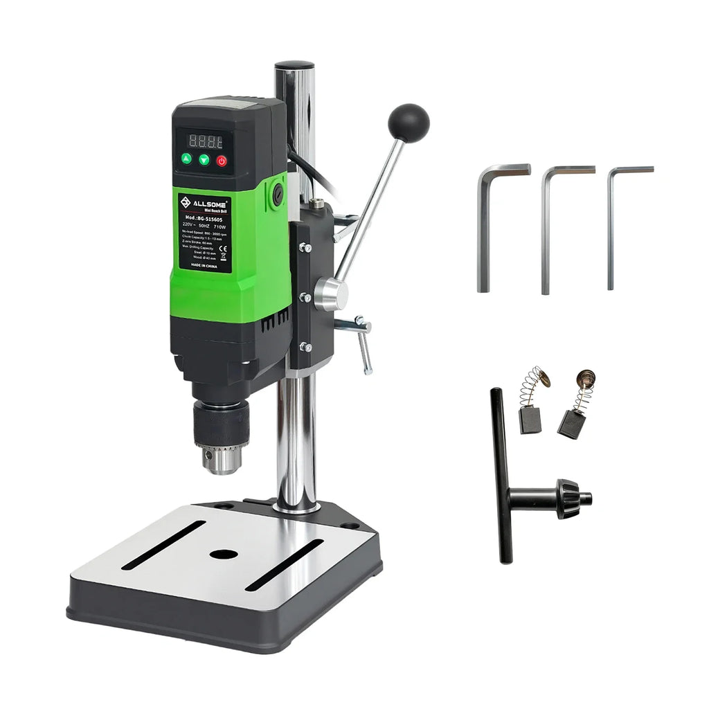 ALLSOME 710W Benchtop Drill Press, 800-3000r/min Variable Speed Drilling Machine,1.5-13mm Chuck