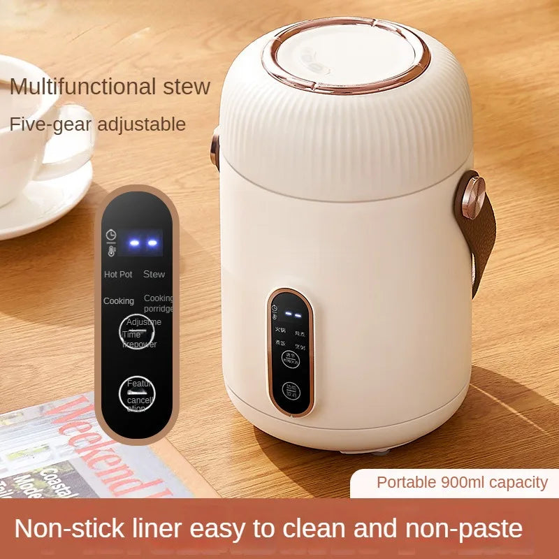 White portable electric stewing cup slow cooker with digital control panel