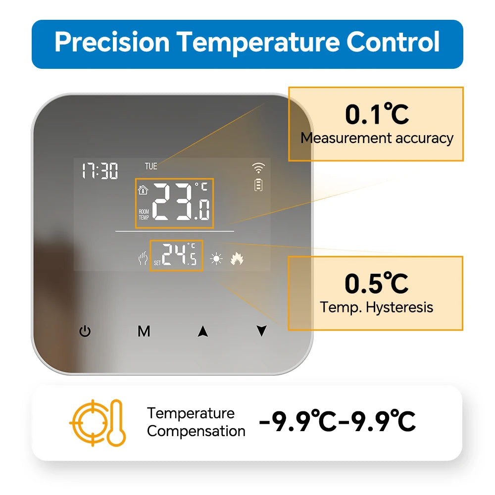 WiFi Thermostat for Boiler Battery Powered Accurate Heating Cooling Control for Your Home Compatible with Alexa Google Alice