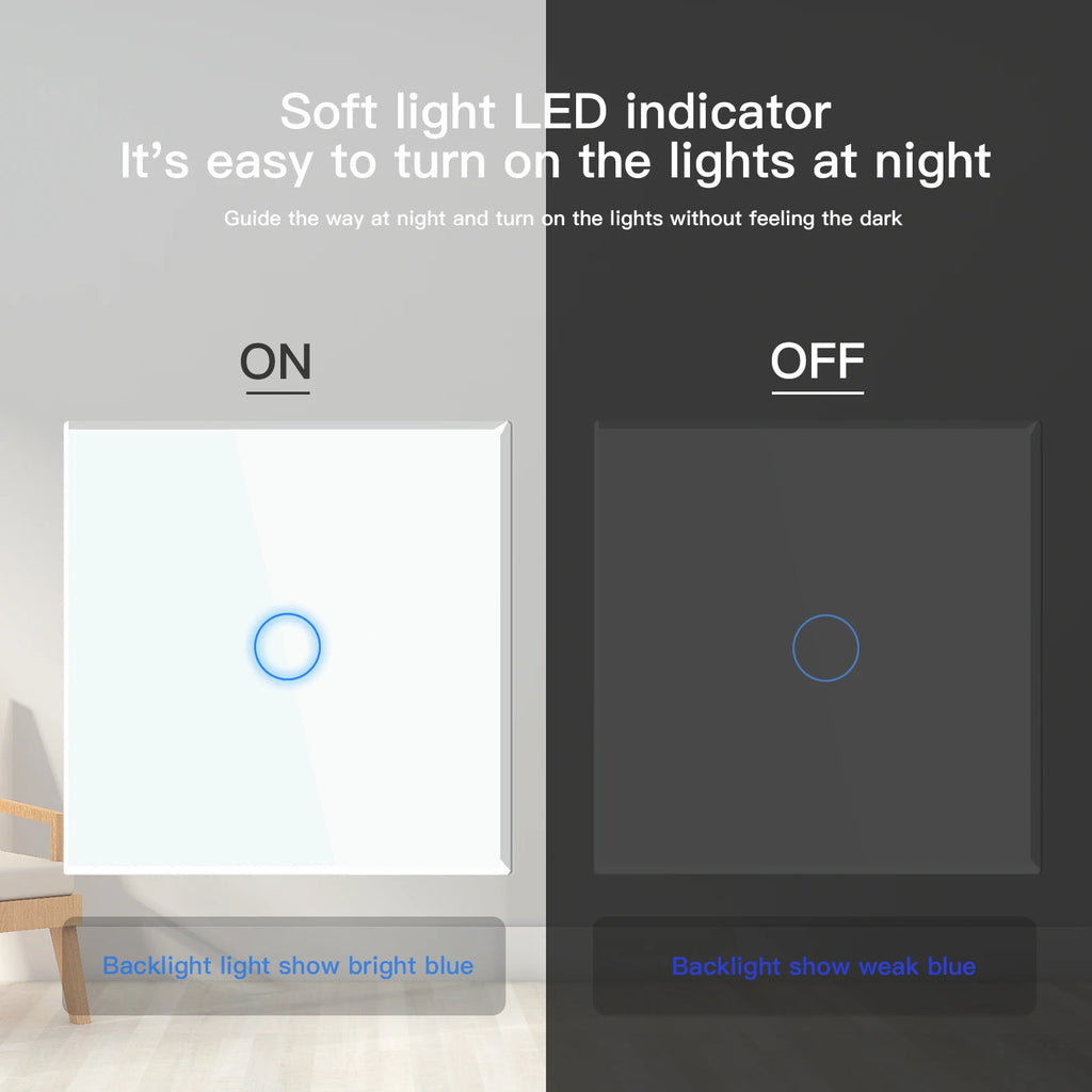 Crystal Glass WiFi Smart Light Switch | App-Controlled Wall Mount Tidesmit