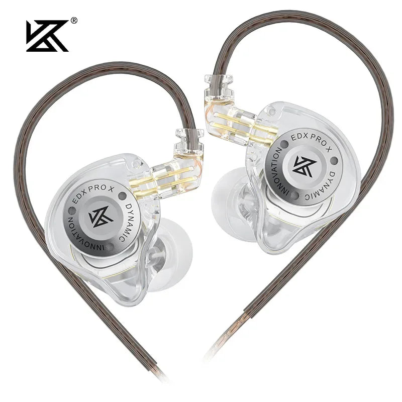 KZ EDX PRO X Wired Earphones Dynamic Drive HiFi Stereo Bass Sound Earbud Music Noise Cancelling Gaming Headset Detachable Cable Clear NO MIC Tidesmit