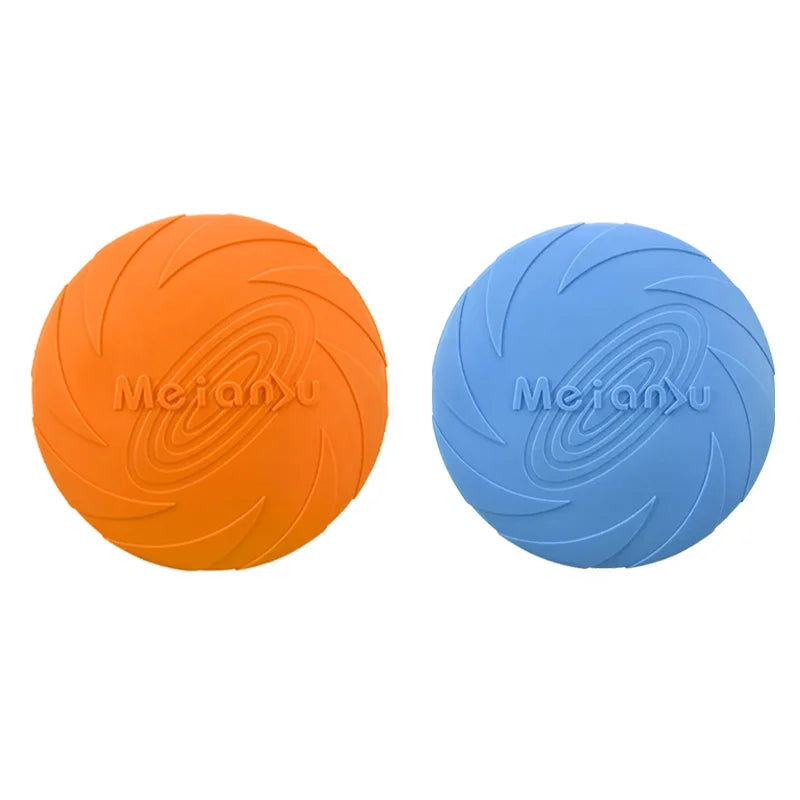 22cm multicolor silicone dog frisbee toy. Chew-resistant flying disc for outdoor interactive fetch and training games.