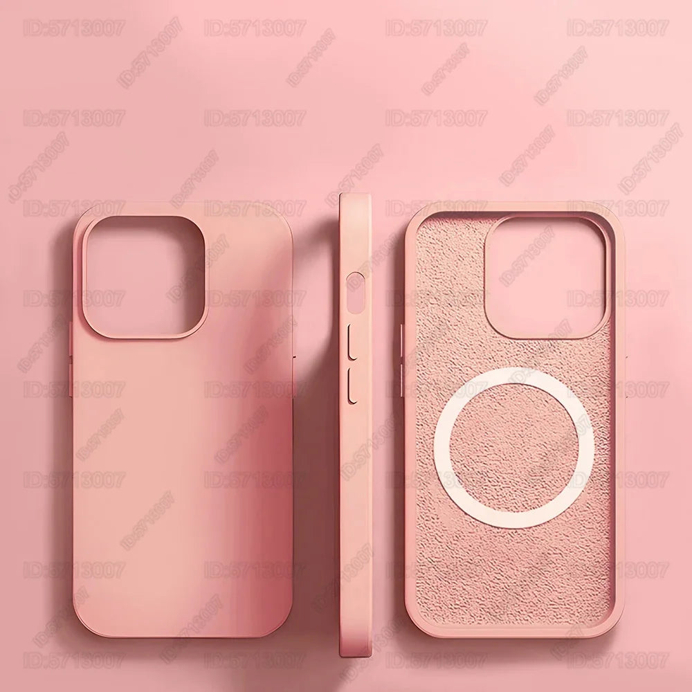 Magnetic Liquid Silicone Phone Case for iPhone - Shock-Absorbing Cover Pink Tidesmit