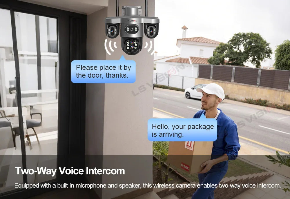 LS VISION 20MP 10X Optical Zoom 4G Solar Camera Outdoor WiFi Three Screen 3PTZ 360° Auto Tracking Security CCTV Camera V380 Pro