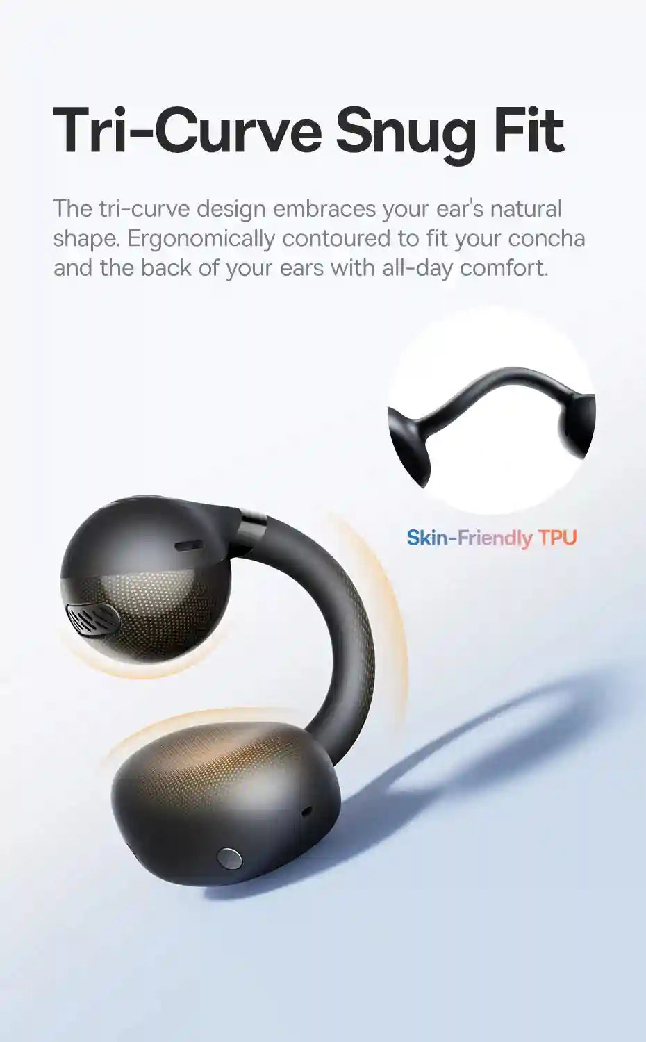 Tidesmit Open Ear Wireless Earbuds – Secure Clip-On Sports Headphones Tidesmit