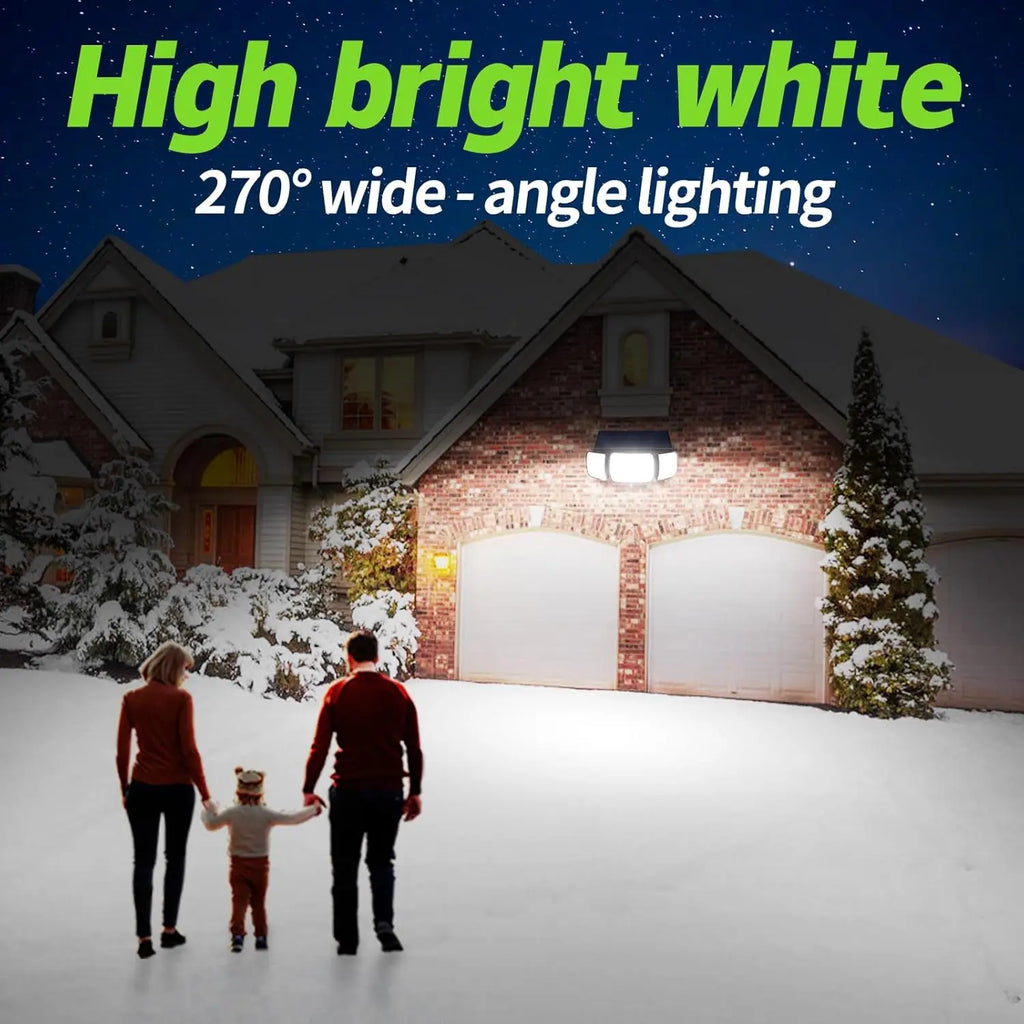Intelamp Outdoor Solar Lights 4000mAh Battery With Two Motion Sensor 1200LM Bright IP65 Wall Lamp For Garden Yard Path Garage